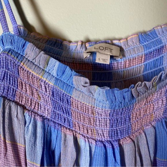 NWOT LOFT Plaid Smocked Bow Strap Cami - Picture 4 of 5